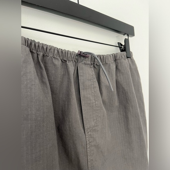 VTG ripstop grid maxi skirt: grey S-M w/ techy bungee cord drawstring + backslit - Picture 6 of 11